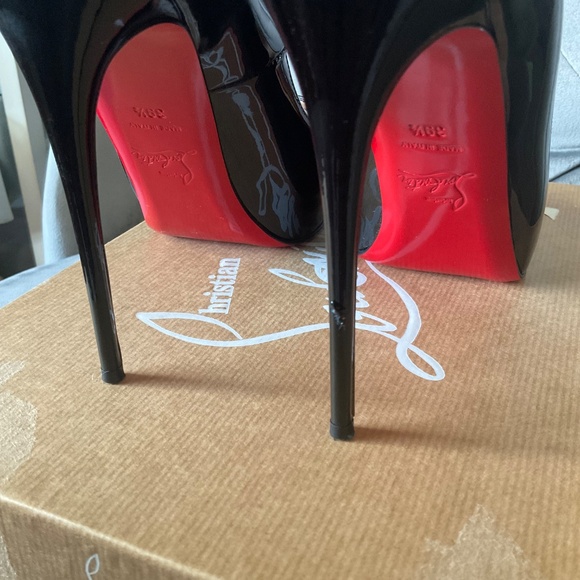 Christian Louboutin Black Patent New Very Privé Pumps 120mm Red Toe Size 39.5 - Picture 7 of 12